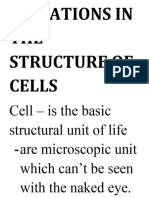 Variations in The Structure of Cells