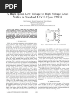 A High Speed, Low Voltage To High Voltage Level Shifter in Standard 1.2V 0.13 M Cmos