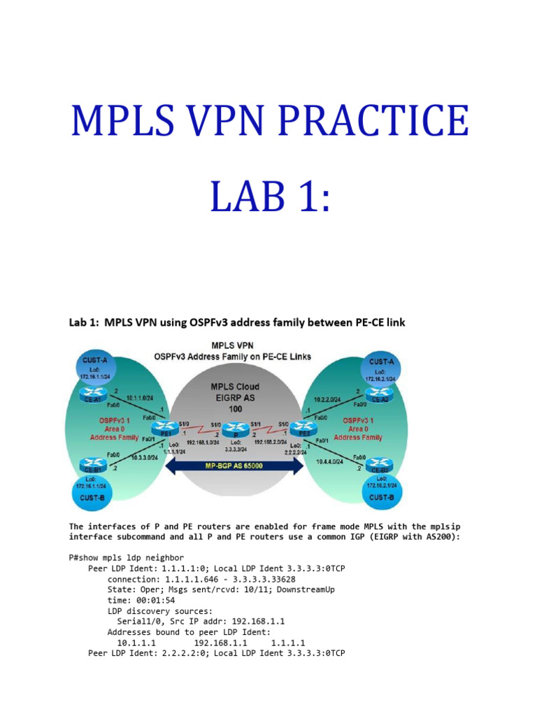 MPLS VPN PRACTICE LAB 1 PyNet Labs 1696626334 | PDF | Networking ...
