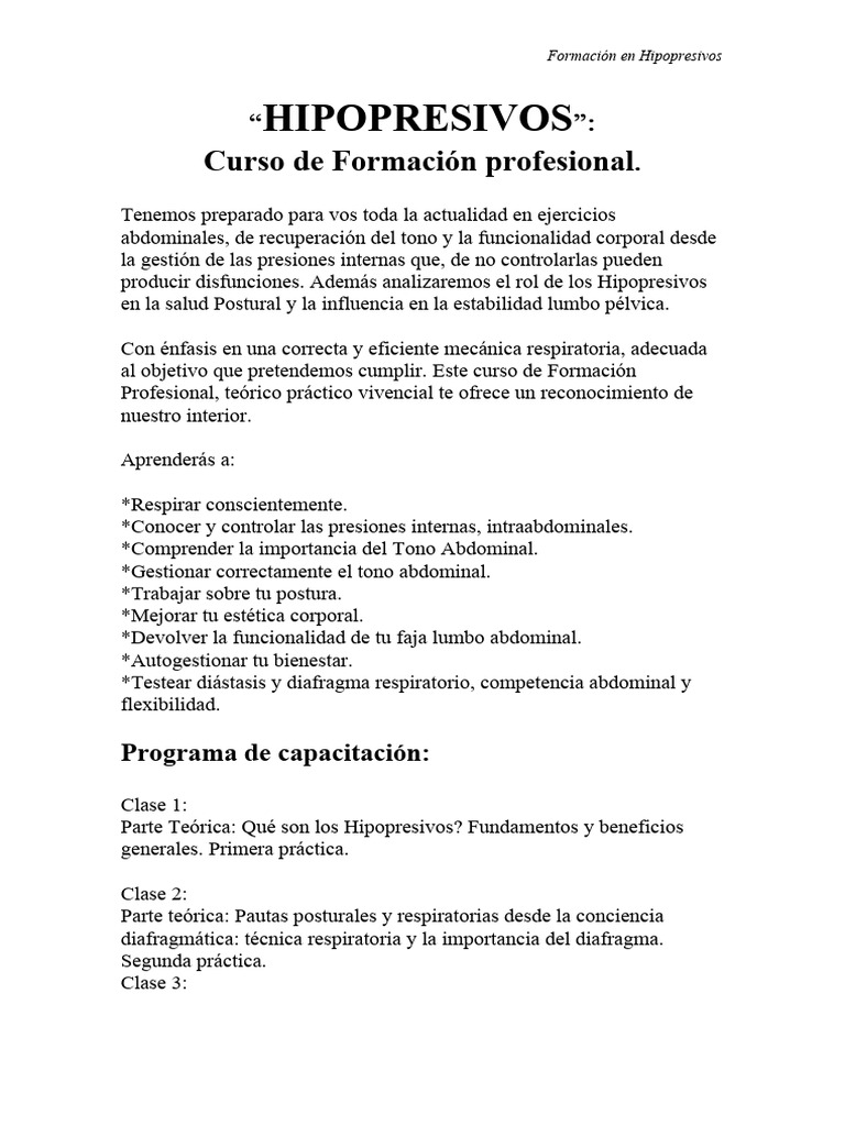 Formación en Hipopresivos PDF Anatomía