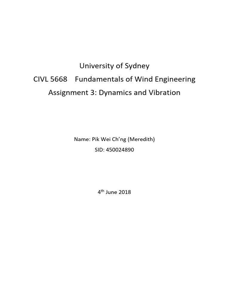 Dynamics and Vibration For Wind Engineering - Assignment | PDF ...