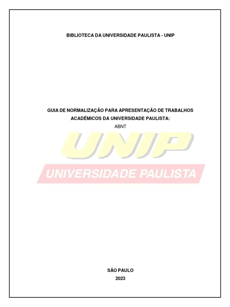 Guia ABNT para Trabalhos Acadêmicos UNIP | PDF | Citação