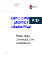 Aspectos Gerais Do Eurocódigo 8 Aplicação em Portugal: E Cansado Carvalho Chairman Do CEN/TC250/SC8 Coordenador Do GT EC8