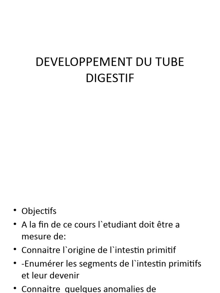 Developpement Du Tube Digestif PDF Anatomie Gastroent rologie