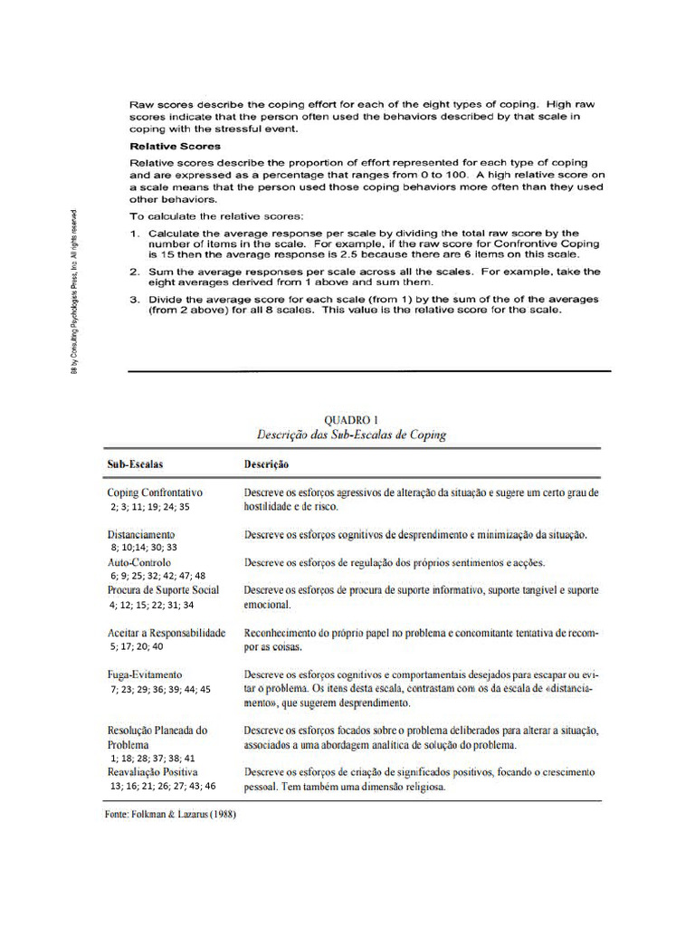 Questionário de Estratégias de Coping | PDF