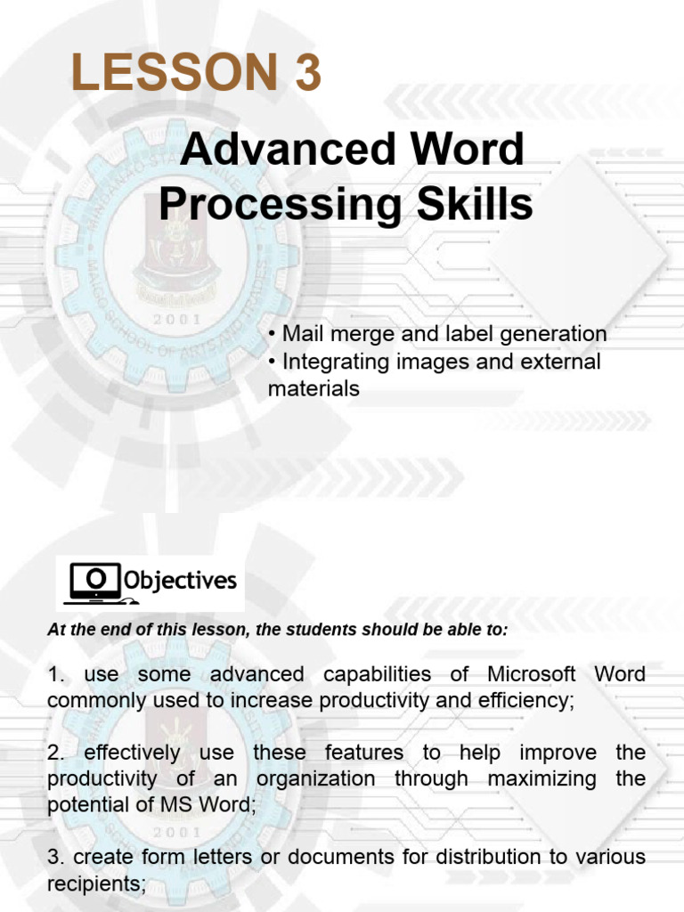 L3 Advanced Word Processing Skills | PDF