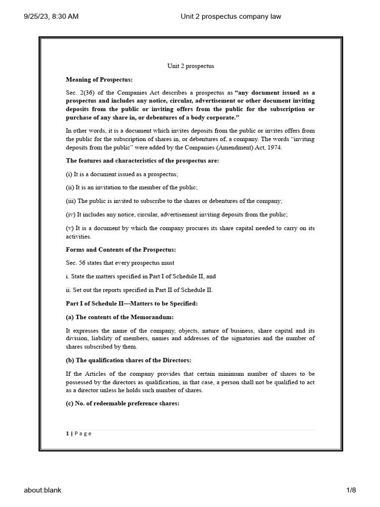 What Is A Prospectus In Company Law