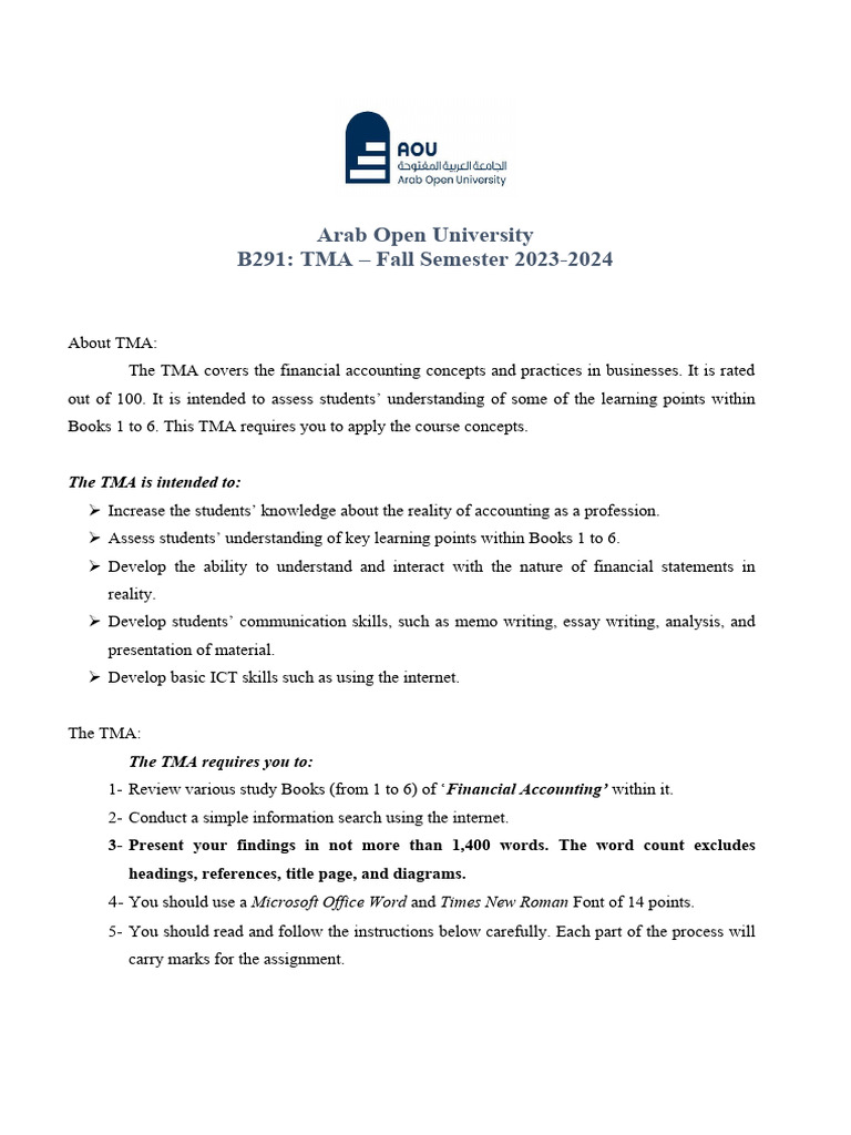B291 TMA Fall 20232024 PDF Financial Statement Accounting