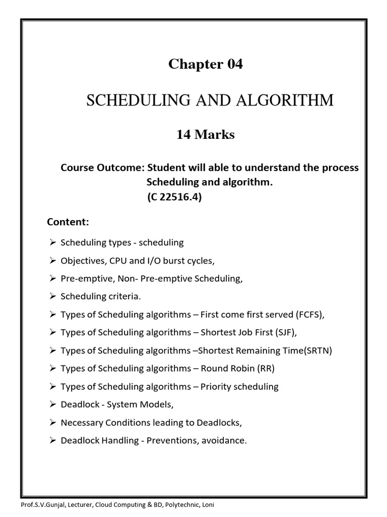 4.CPU Scheduling and Algorithm-Notes | PDF | Scheduling (Computing ...