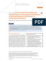 Concomitant Purulent Pericarditis and Pleuritis Due To Actinomyces Odontolyticus Following Endobronchial Biopsy For Pulmonary Sarcoidosis