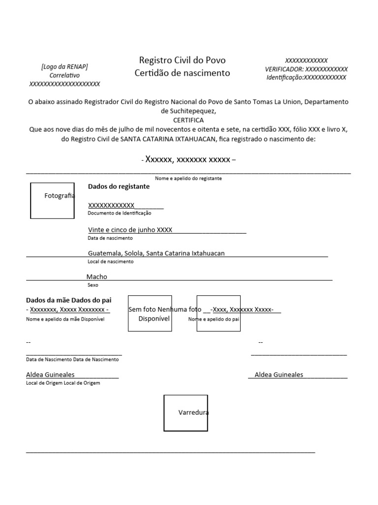 Certificado de Nascimento e Tradução | PDF