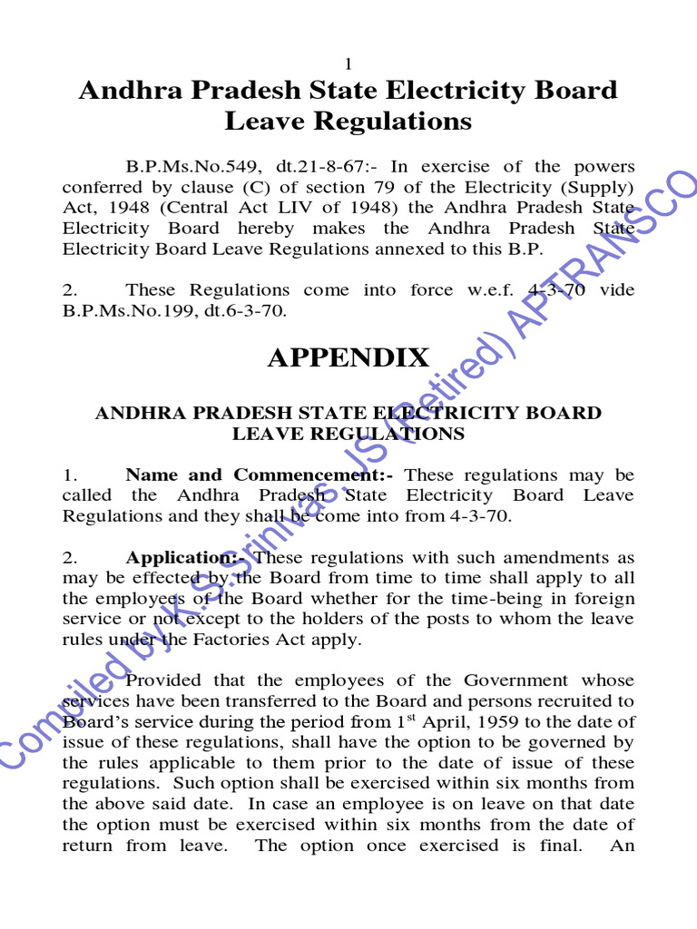 Leave regulations pdf employment pension