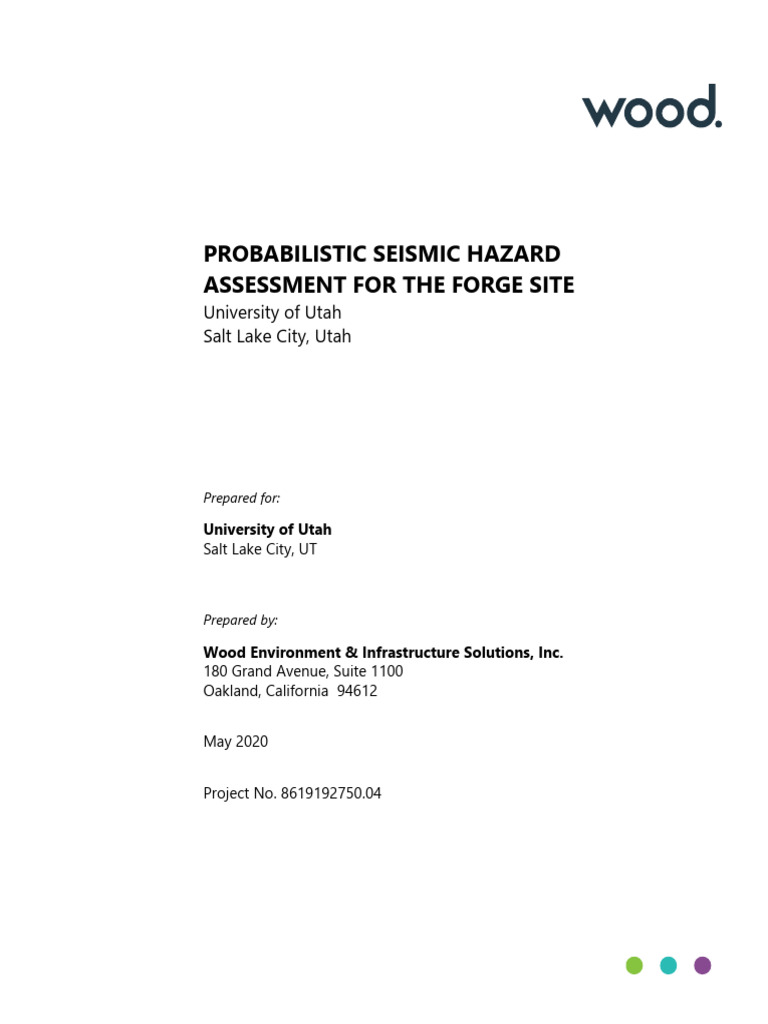 Seismic Hazard Assessment for FORGE Site | PDF | Teaching Methods ...
