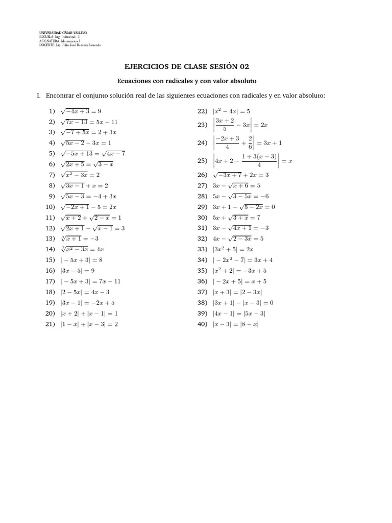 Ejercicios de Clase Sesión 02 | PDF