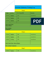 Cardiovascular Endurance Training Log