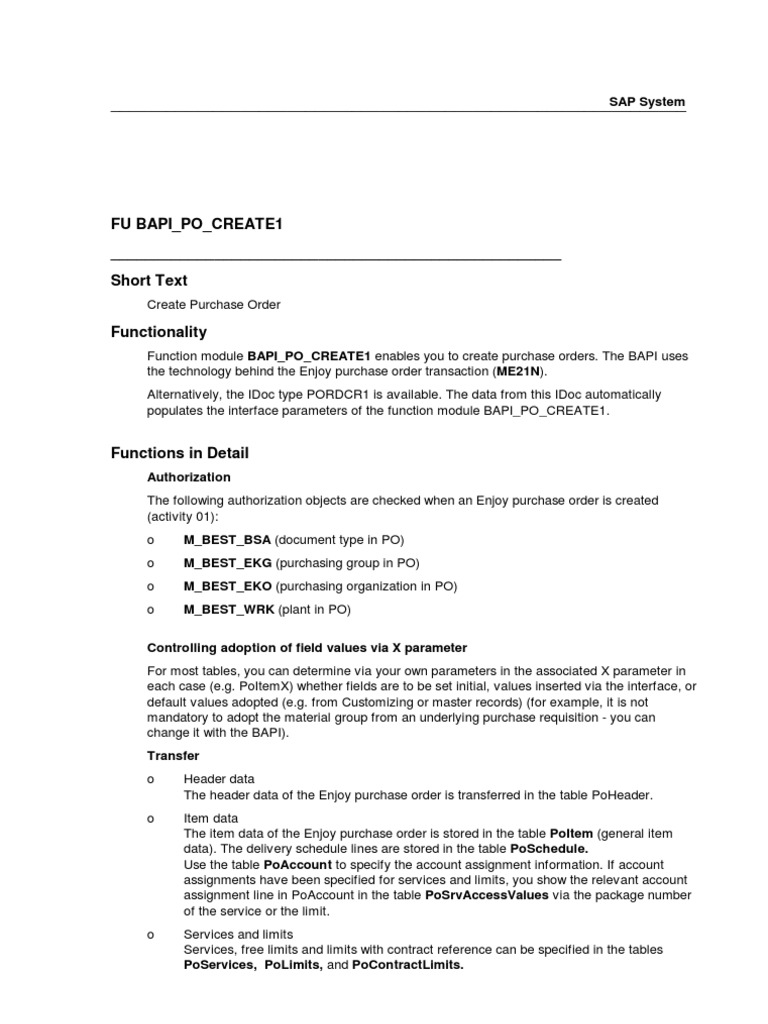 Bapi Po Create1 | PDF | Software Engineering | Information Technology  Management