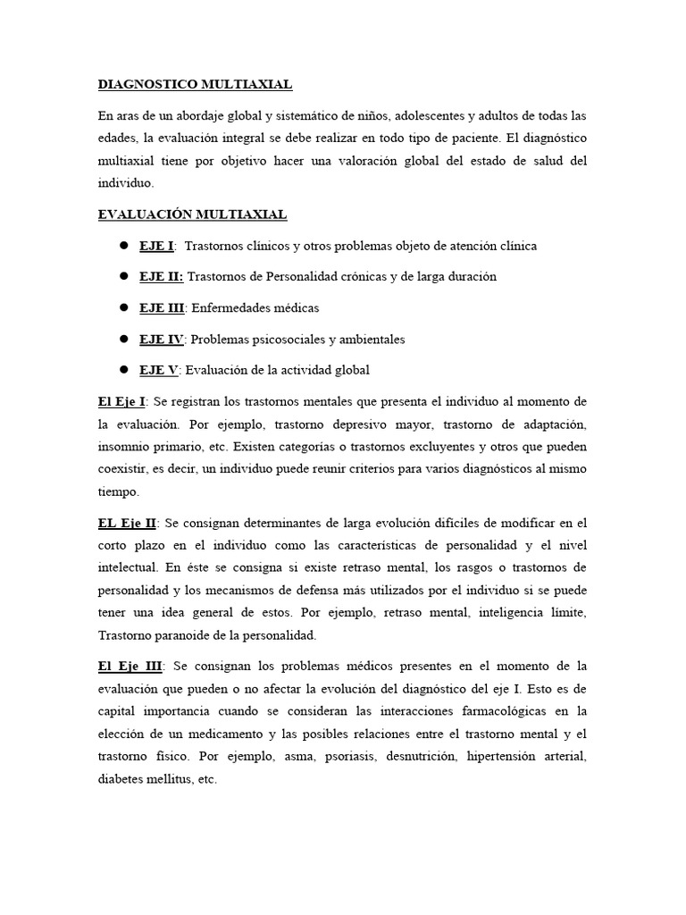 Diagnostico y Evaluación Multiaxial | PDF