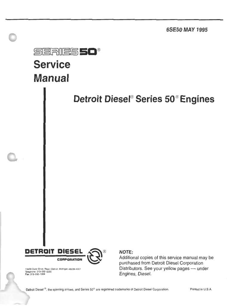 Detroit Diesel - Series 50 - Service Manual - 6SE50 - 1995 - OCR - 1044 Pages | PDF