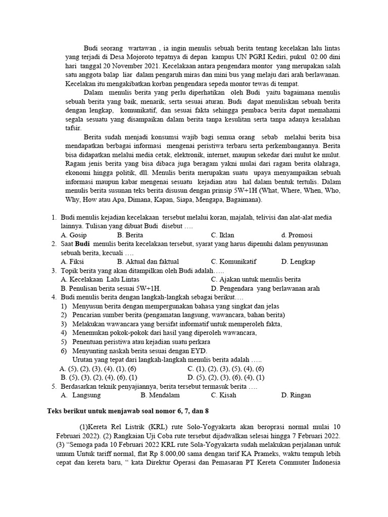 Soal teks berita pdf