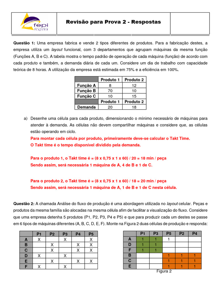 Revisão para Prova 2 - 2022 - Respostas | PDF