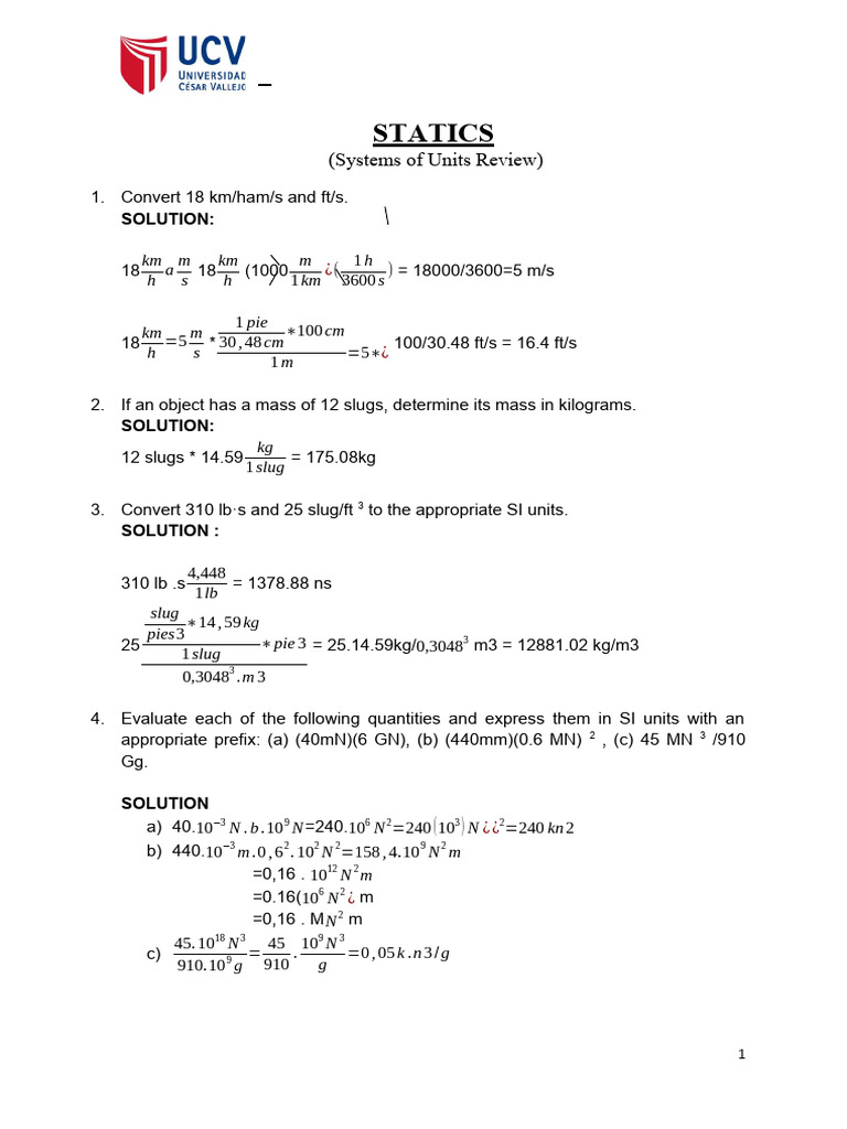 1 system of units static exercises pdf weight pascal unit 