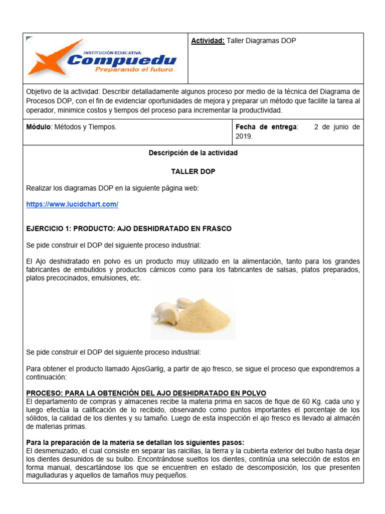 Actividad - Taller Diagramas DOP | PDF | Soldadura | Construcción
