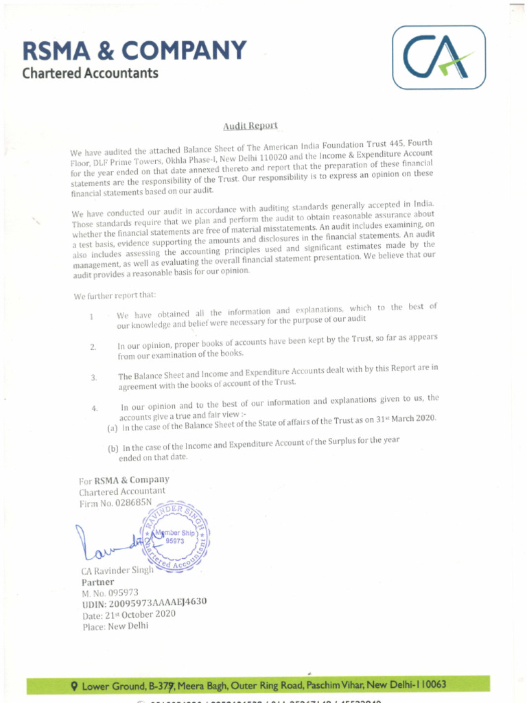Audit Report for FY 2019-20 | PDF | Finance & Money Management
