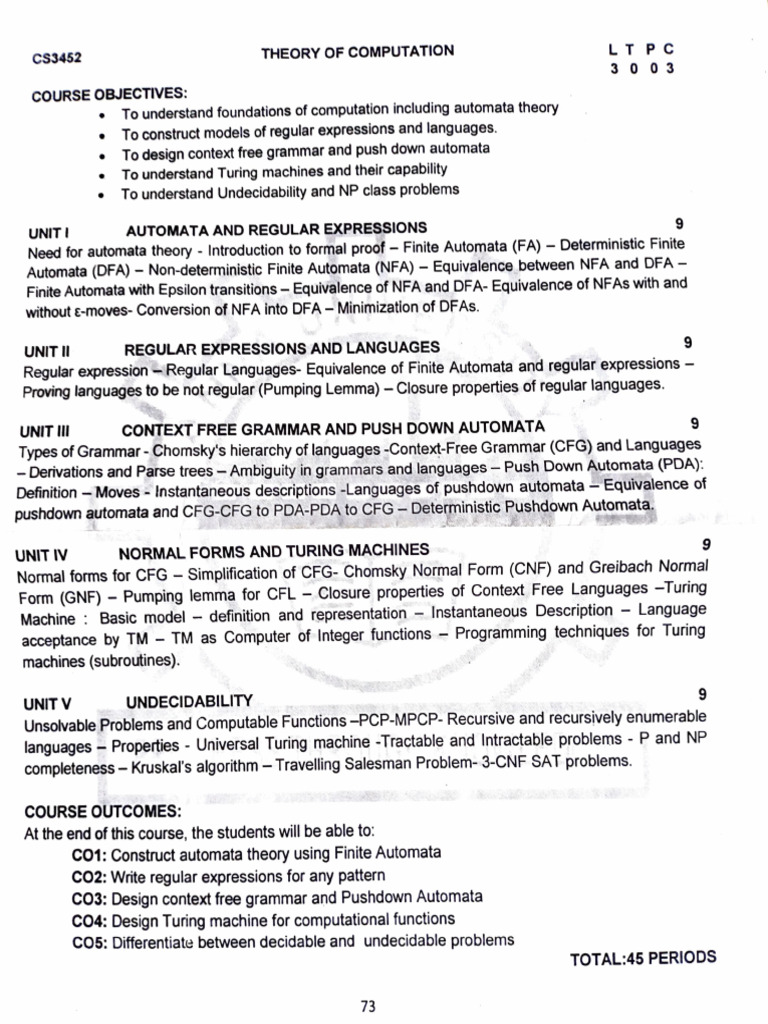 TOC Syllabus | PDF