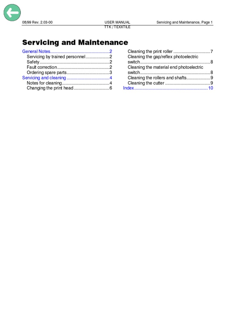 TTK/TEXXTILE User Manual: Maintenance Guide | PDF | Printer (Computing ...
