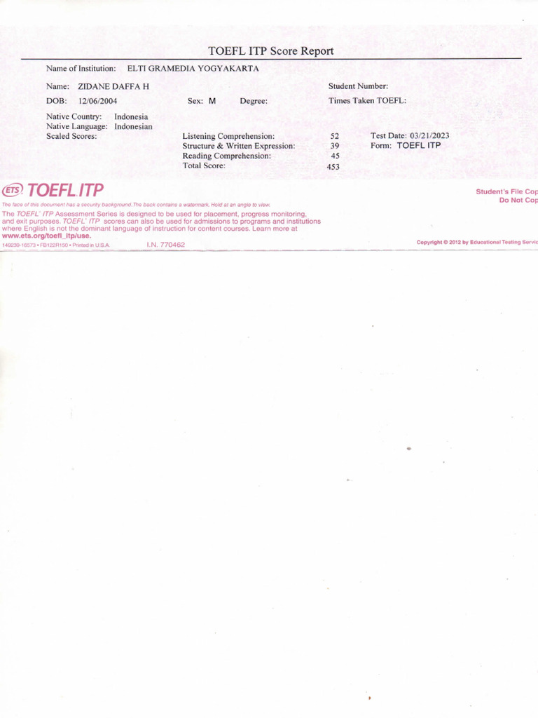 Toefl itp score itp pdf
