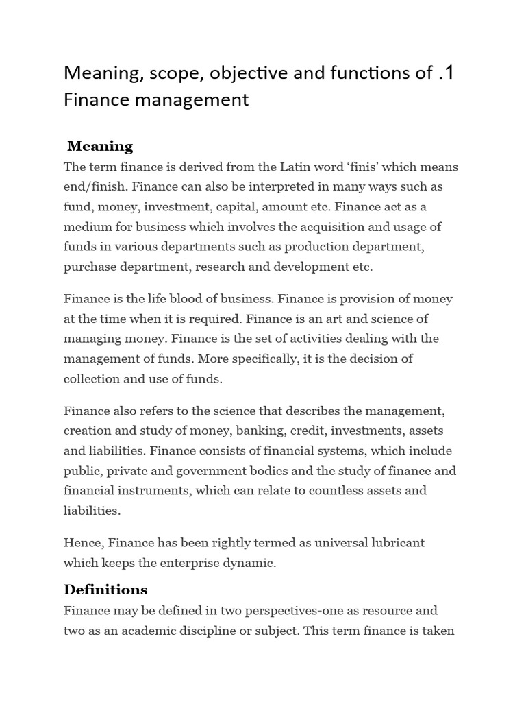 Finance Management-Essays | PDF | Finance & Money Management