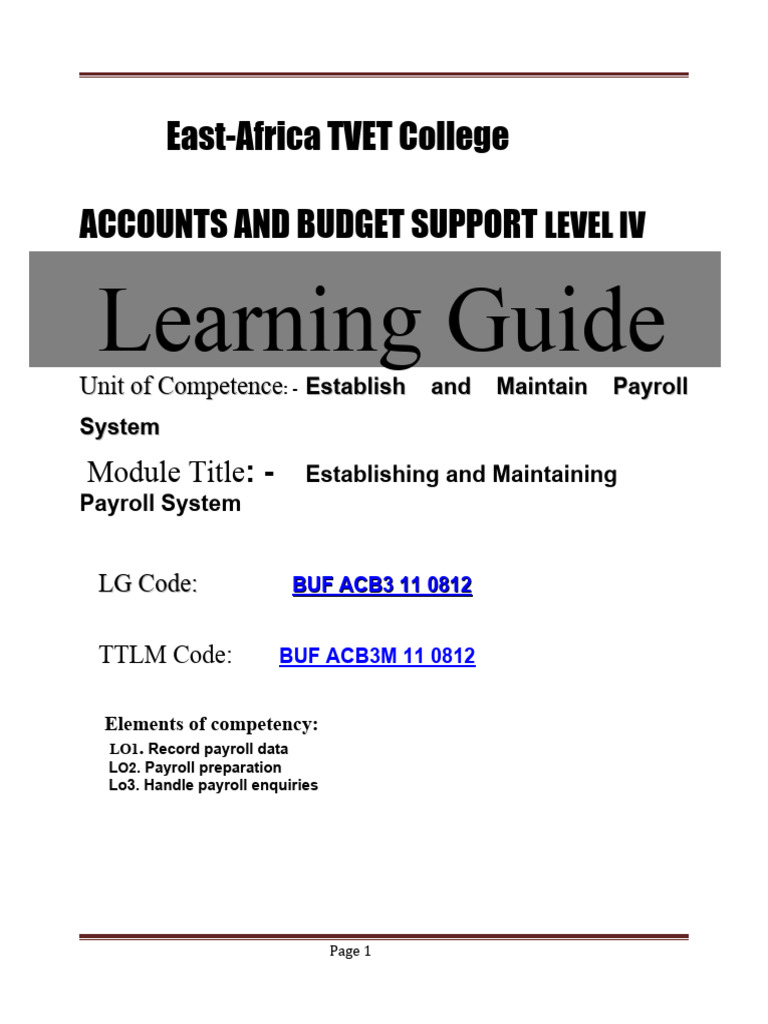 Establish and Maintain Payroll System IV | PDF | Payroll Tax | Taxes