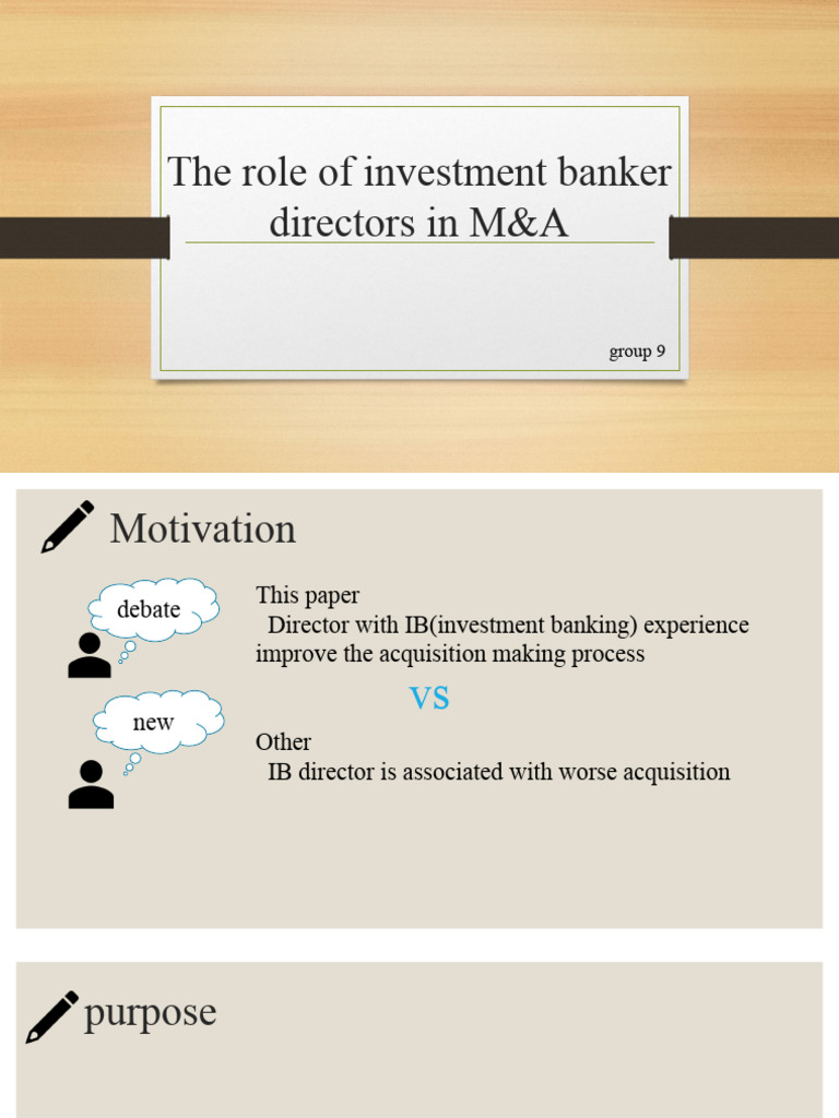 The Role of Investment Banker Directors in M&A | PDF | Mergers And ...