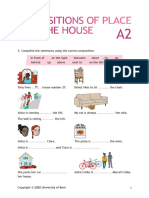 Prepositions of Place A2 Student's Worksheet