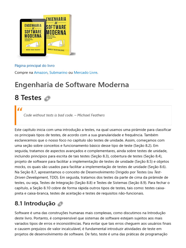 Testes de Unidade em Engenharia de Software | PDF | Testes de software ...