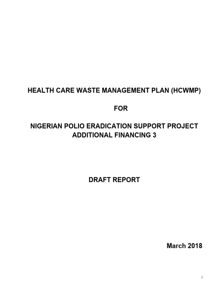 Health Care Waste Management Plan PDF
