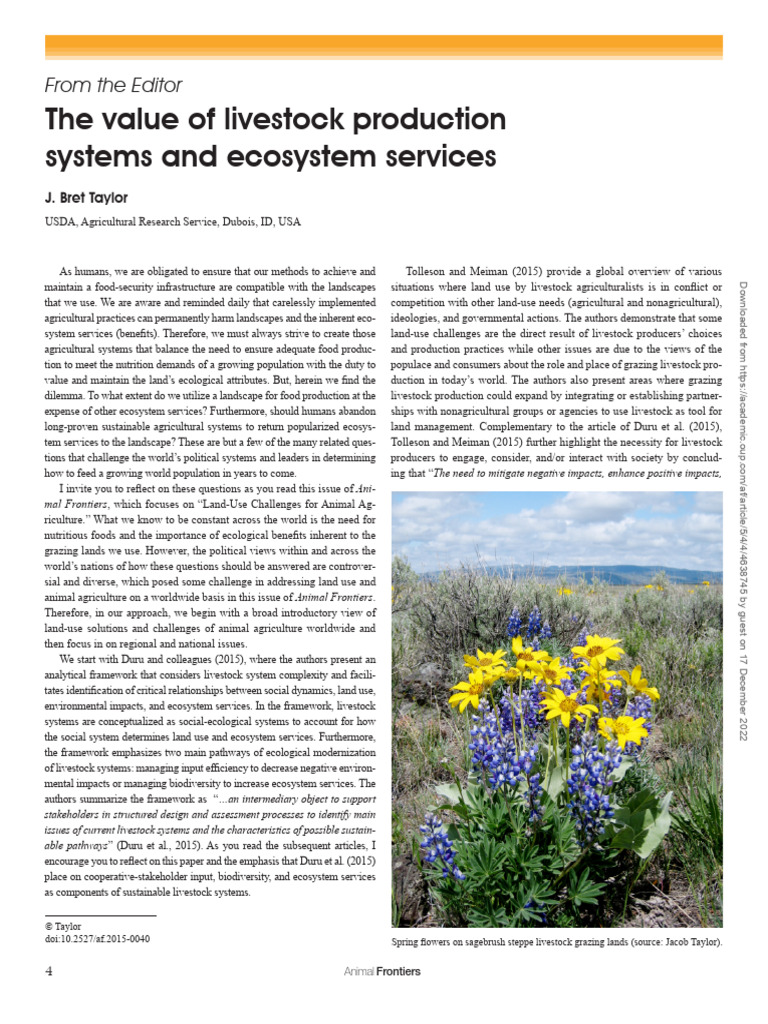 The Value of Livestock Production Systems and Ecosystem Services PDF