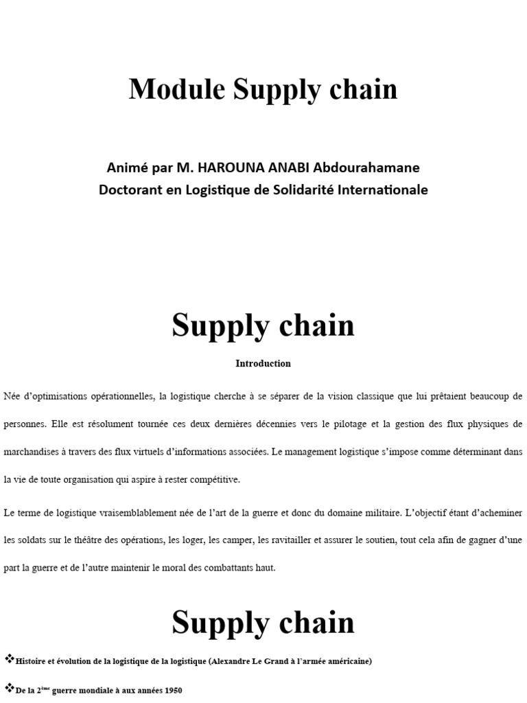 Supply Chain Management | PDF | Logistique | Gestion de la chaîne ...