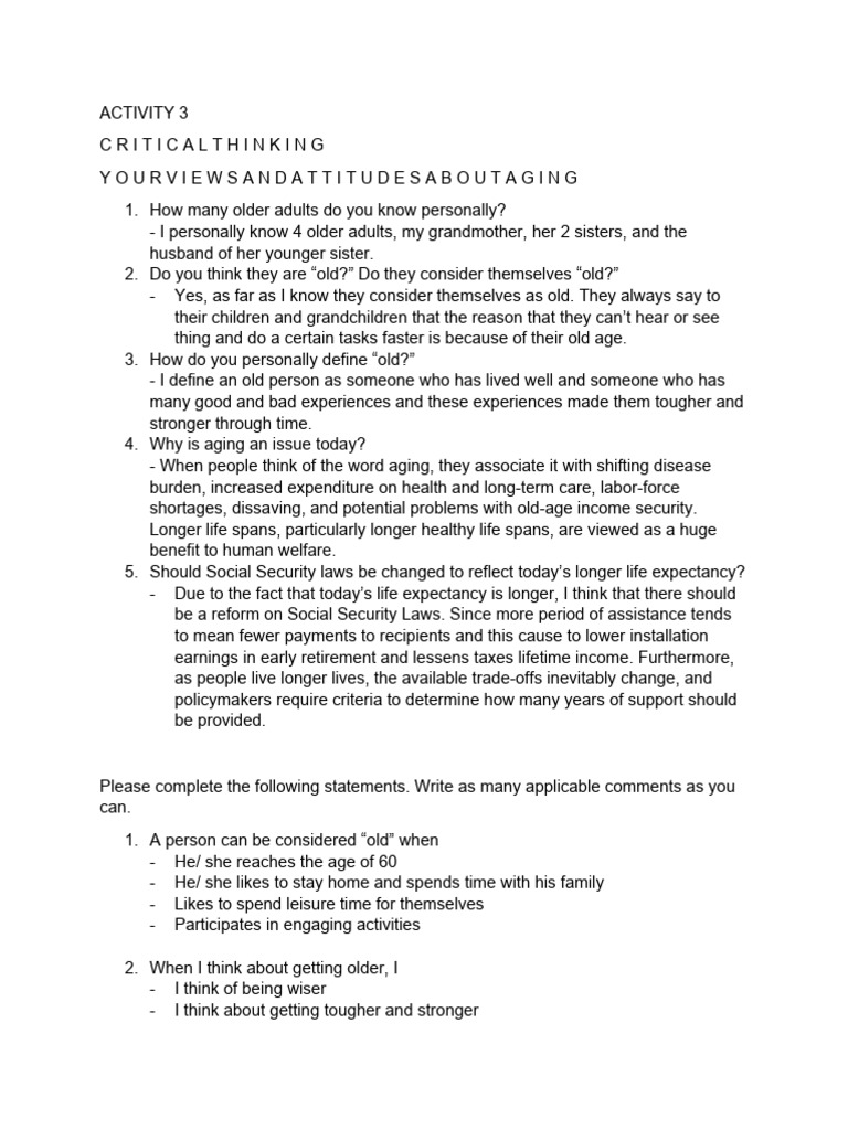 Activity 3 PDF Life Expectancy Social Security (United States)