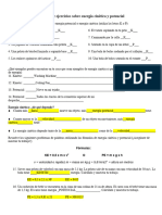 Clave de Respuestas de La Hoja de Trabajo de Energía Cinética y Potencial