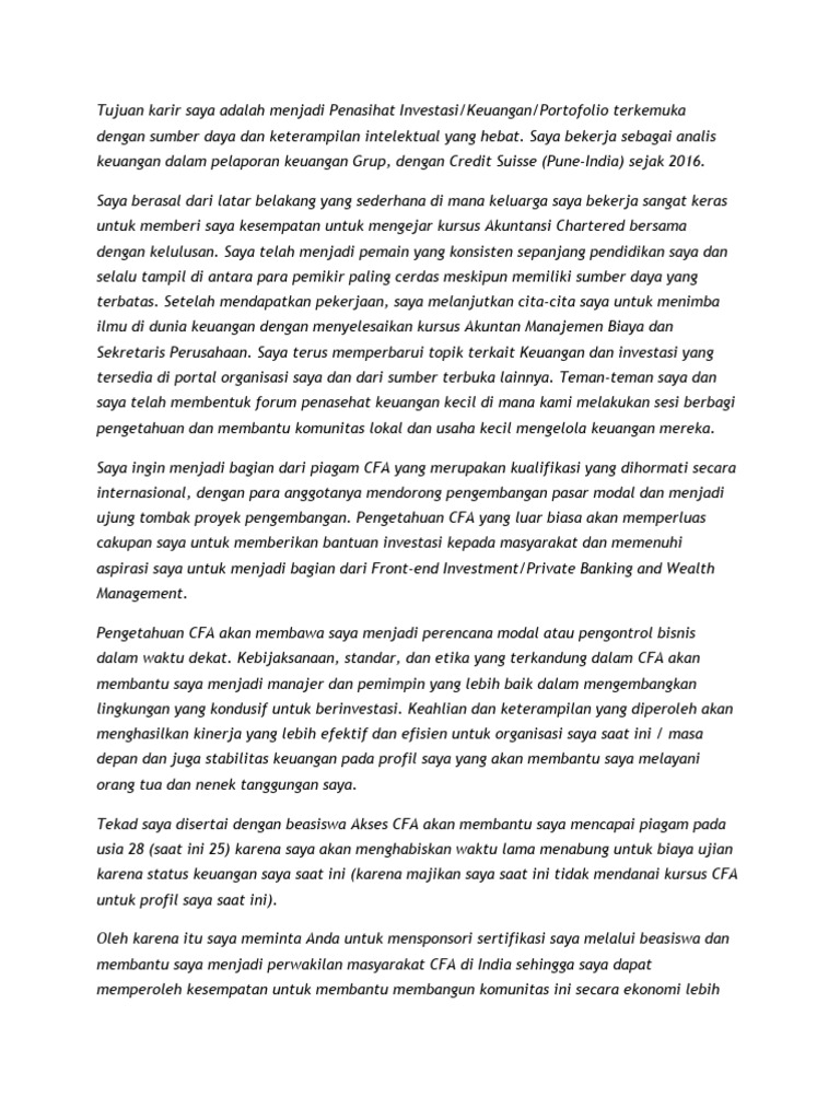 Contoh Surat Beasiswa CFA PDF