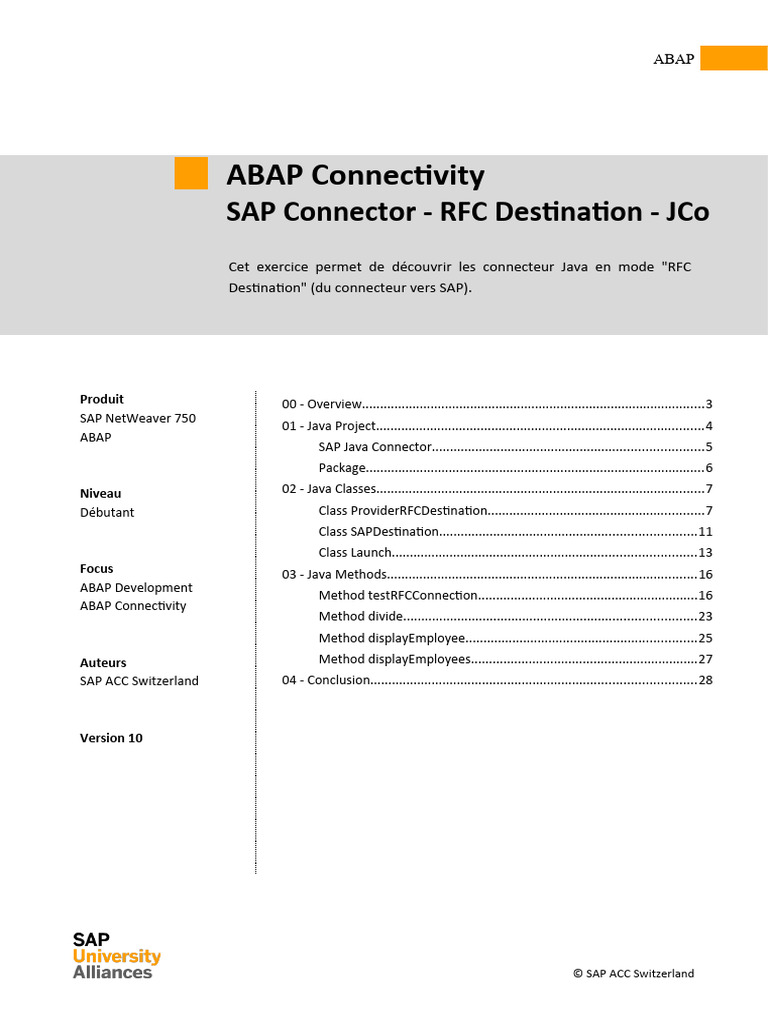 Connecteurs SAP JCo en ABAP | PDF | Java (Langage de programmation ...