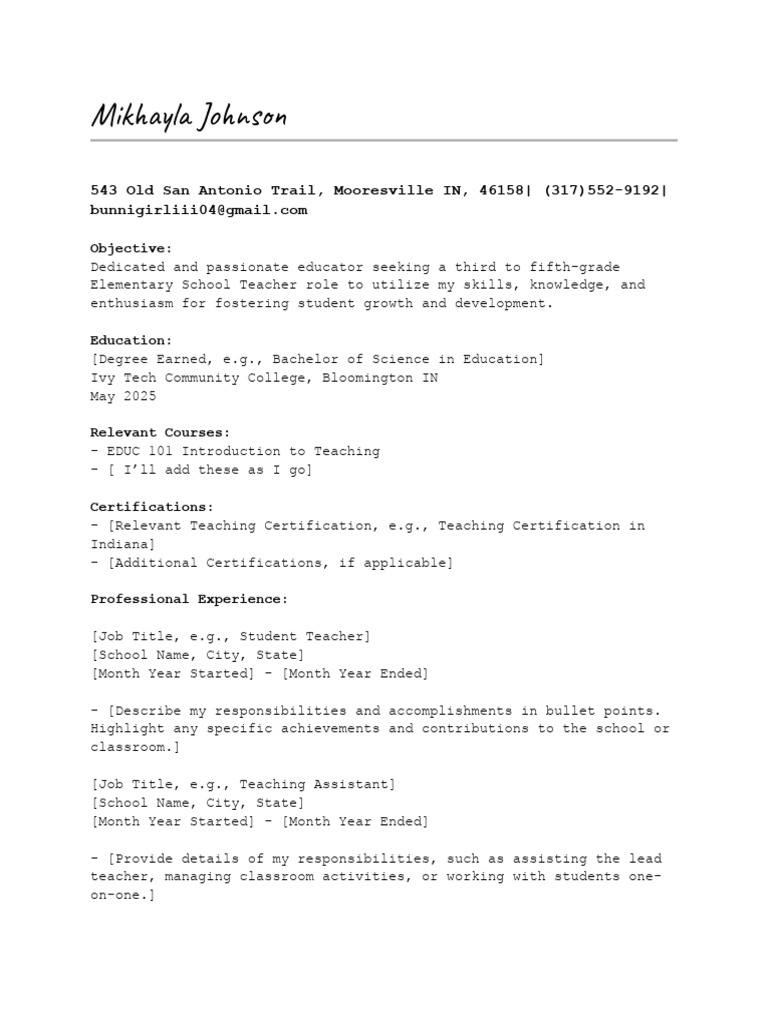 Education Resume PDF