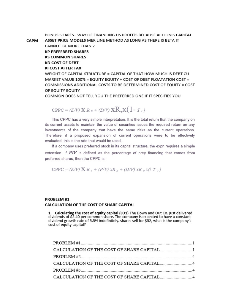 Cost of Capital Calculations Guide | PDF