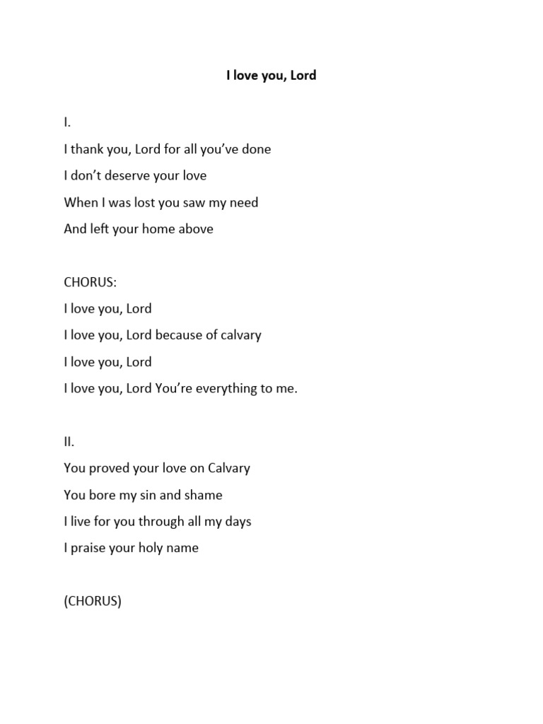I Love You Lord PDF