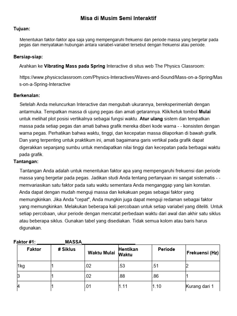 Misa lembar kerja di spring interactive pdf