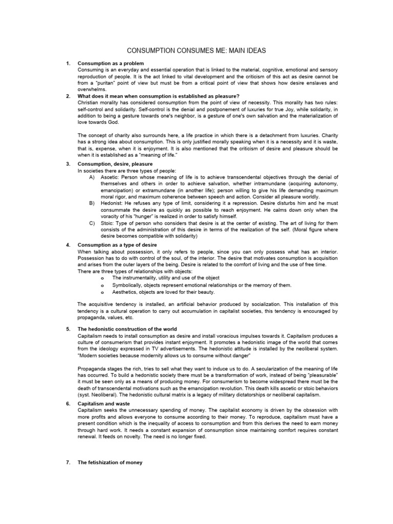 Summary Consumption Consumes Me | PDF