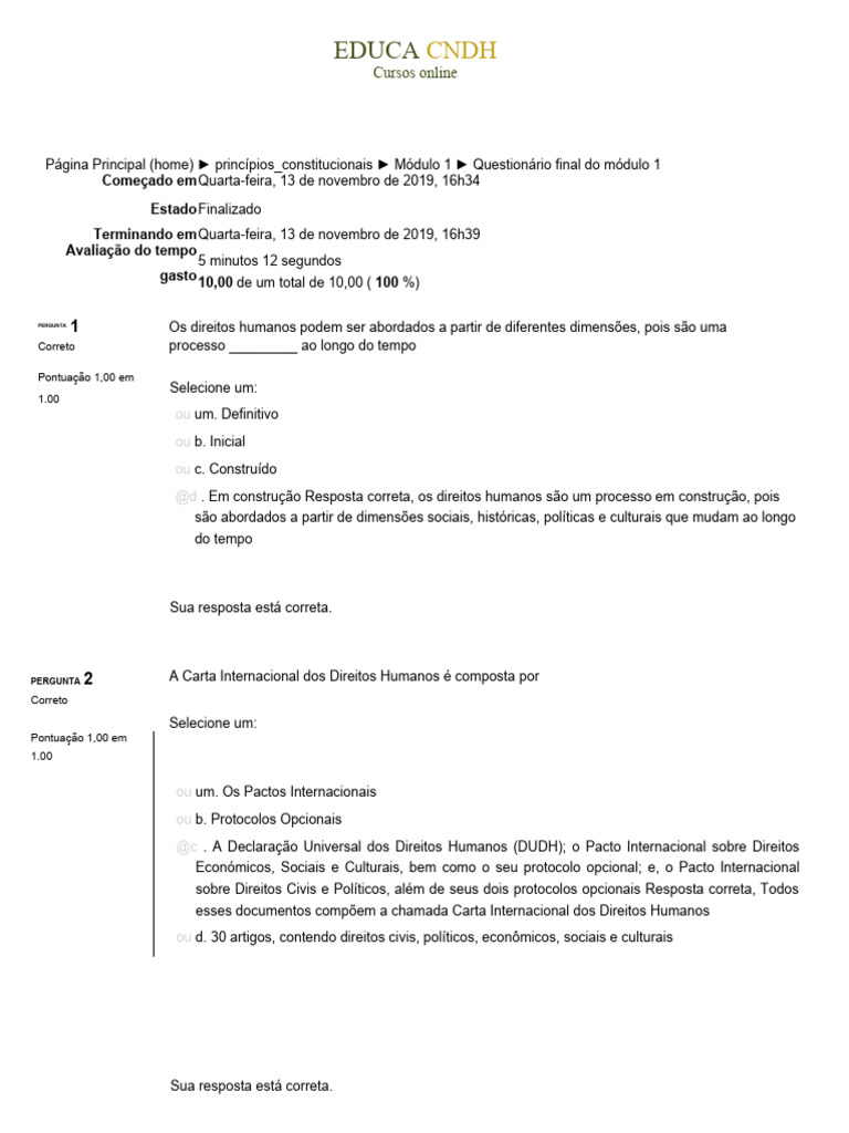 Questionário Final Do Módulo 1.3 | PDF