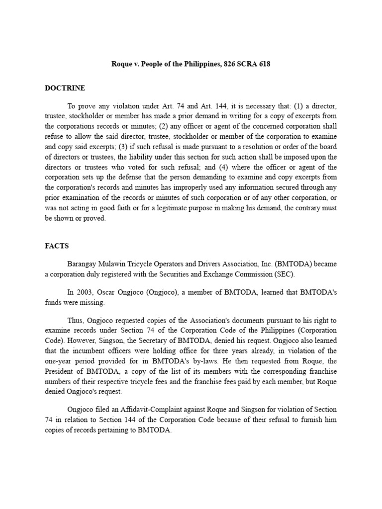 Roque v people of the philippines 826 scra 618 pdf