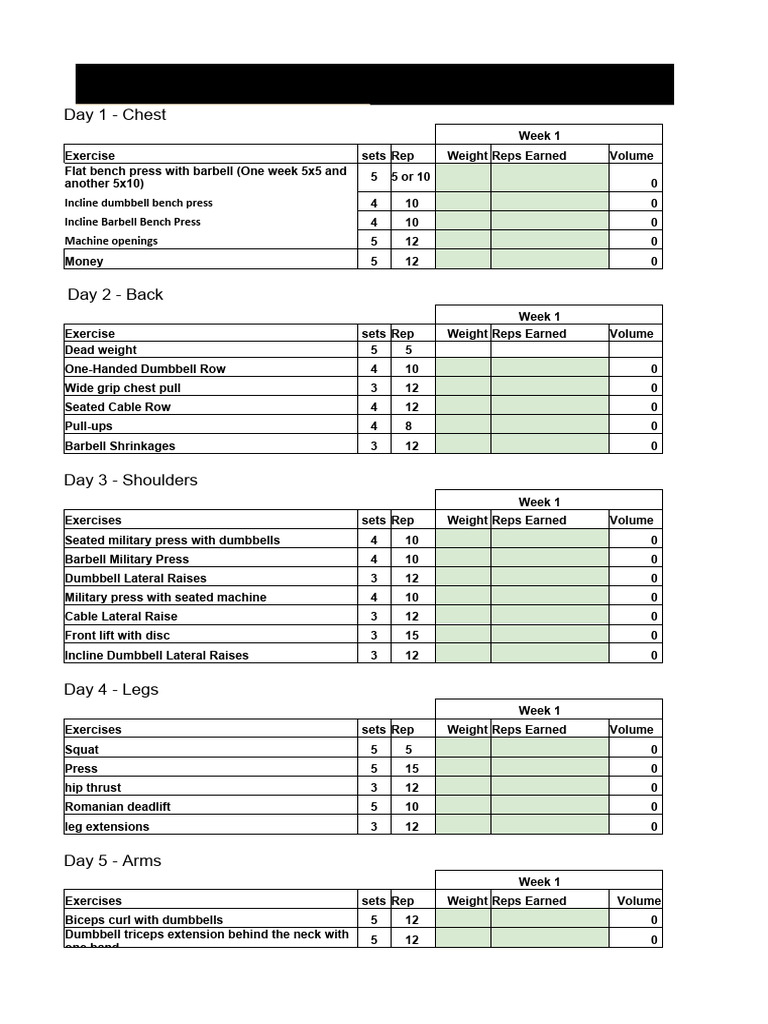 David Laid 5-Day Hypertrophy Plan | PDF | Athletic Sports | Individual ...